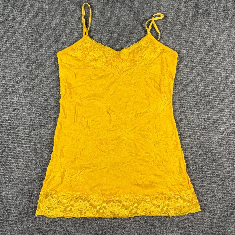 Maurices Camisole Women S Yellow Excellent Lace Trim Adjustable Straps Tank